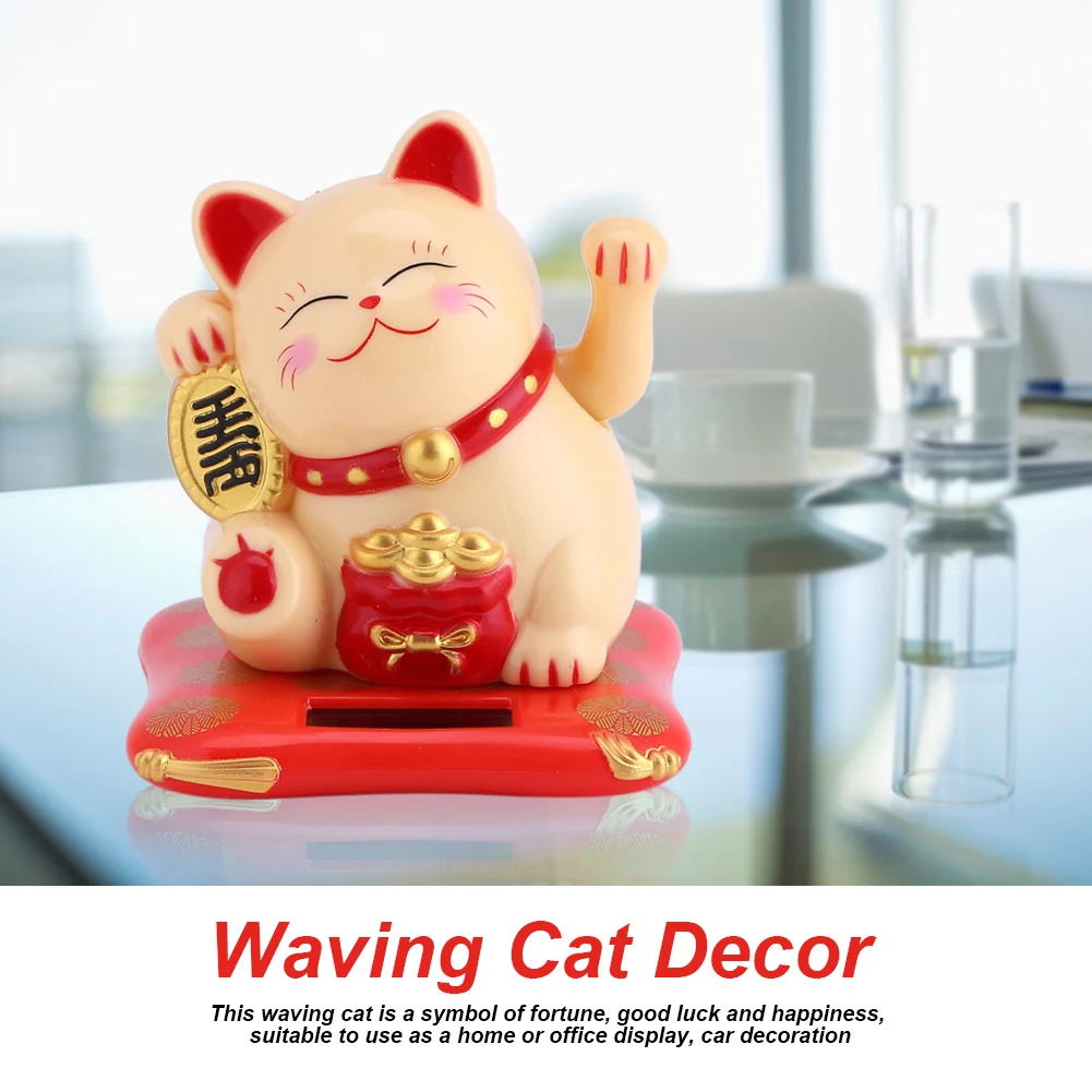 Solar Luck Cat Waving Cat Solar Powered Cat Solar Powered Cute Waving Cat Good Luck Wealth welcome Cats Home Display Car Decor