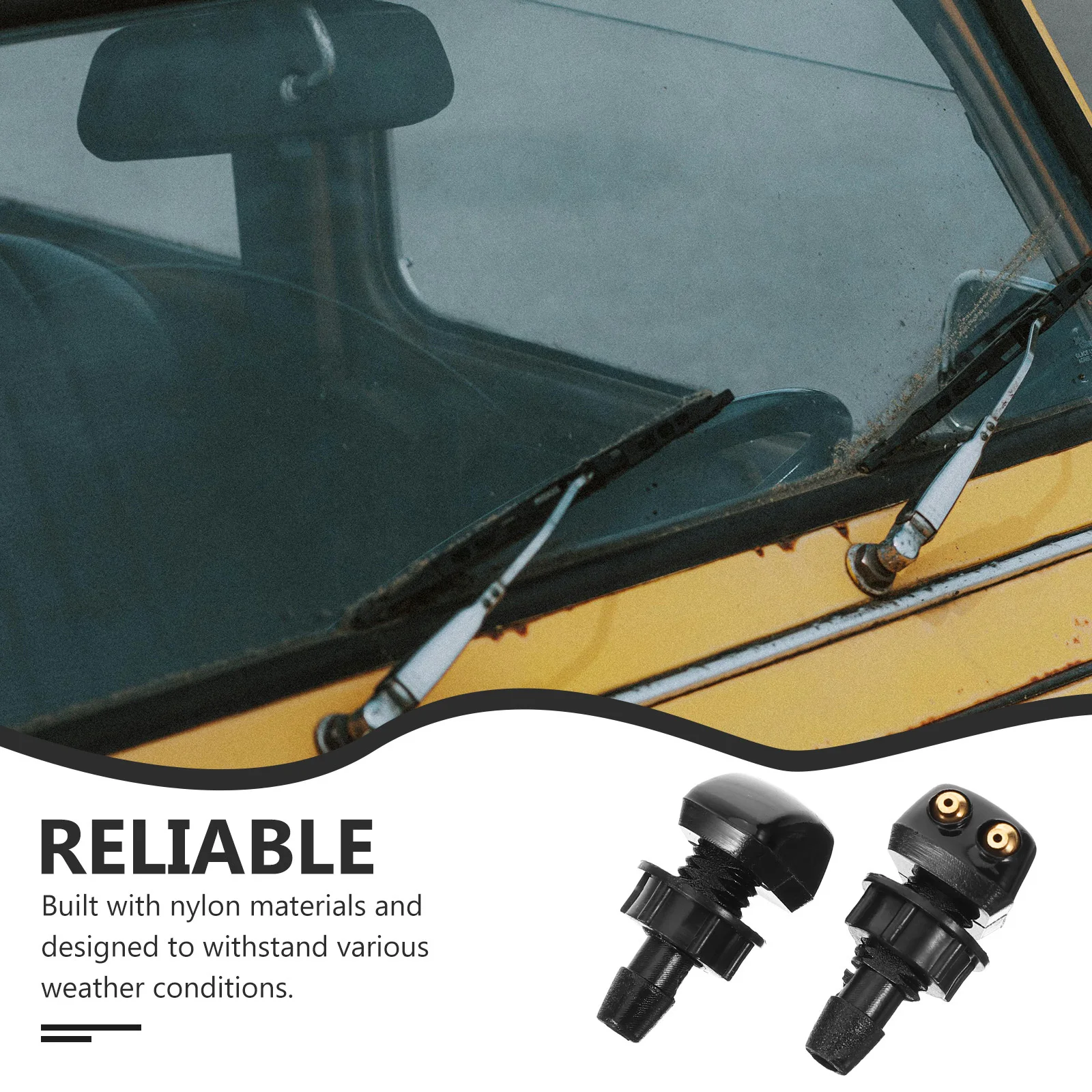 

2Pcs Windshield Washer Nozzles Efficient Front Wiper Nozzle Sturdy Long-Lasting Nylon Easy Install Car Windshield Cleaner