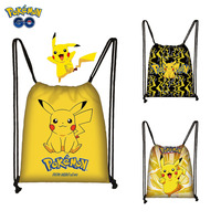 Anime Pokemon Non-woven Drawstring Backpack Cartoon Pikachu Dolls Party Decoration Shopping Bag Bundle Pocket Bags Kids Gifts