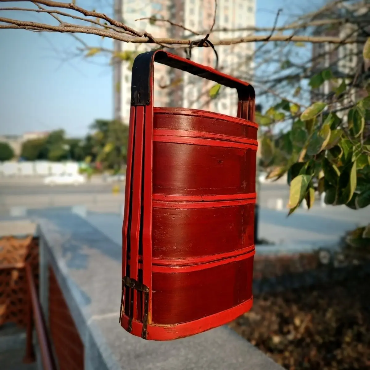 Accompanying dim sum box retro old wooden box ornament collection
