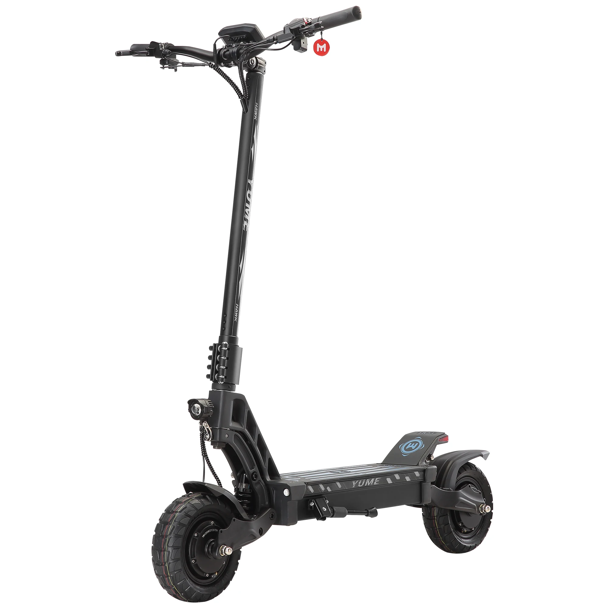 YUME-HAWK Electric Scooter, Tubeless All Terrain Tires, Hydraulic Disc Brake, 10x3.15 inches, 1200W x 2, 60V, 22.5Ah, 43mph