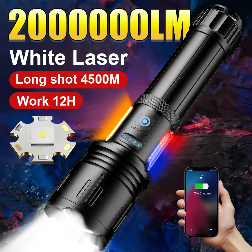 مشاعل Led قوية جديدة 5000 ضوء تكتيكي فائق السطوع 10000 أضواء الطوارئ تلسكوبي ضوء التكبير المدمج البطارية #2