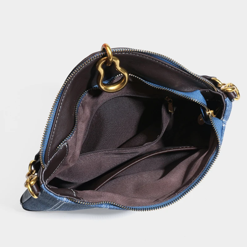 Chinese style Demin Underarm Bags For Women Luxury Designer Handbags And Purses 2026 New In PU Vintage Metal Sheet Slim Shoulder