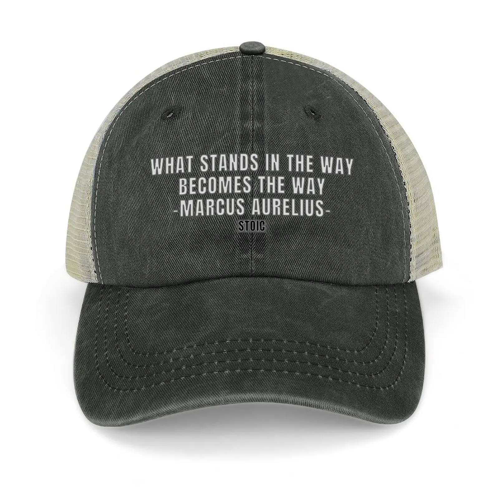 What Stands In The Way Becomes The Way Marcus Aurelius Cowboy Hat Sunscreen hiking hat Mens Caps Women's