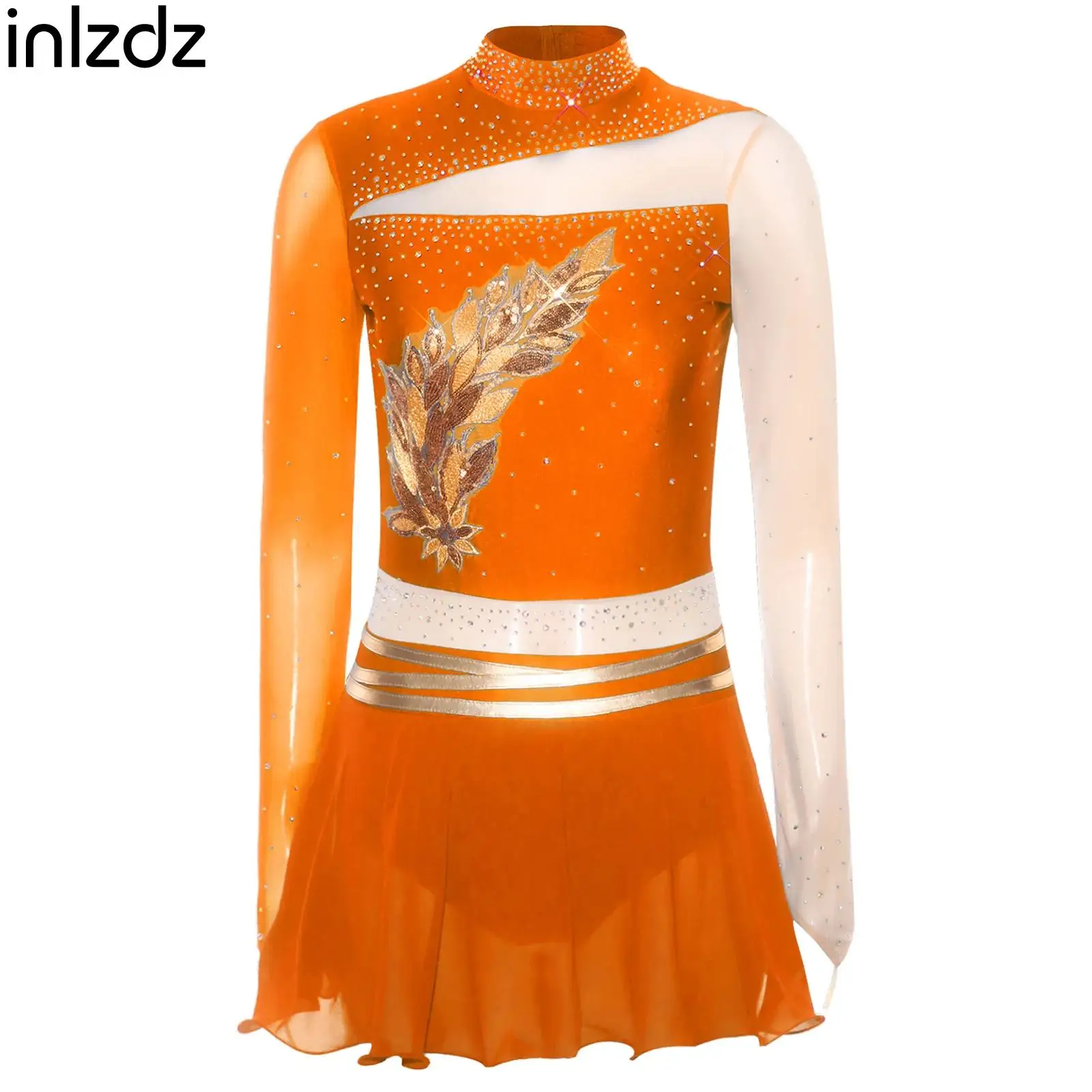 

Womens Ballet Lyrical Modern Dance Costume Figure Skating Tutu Dress Embroidered Rhinestones Dress for Prom Party Performance