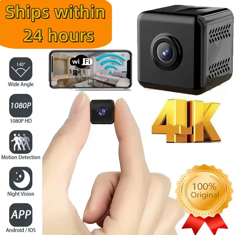 4K Mini Home Camera Indoor Security Wireless Small Outdoor Wifi Pet Cameras Upgraded Motion Detection Alerts Night Vision