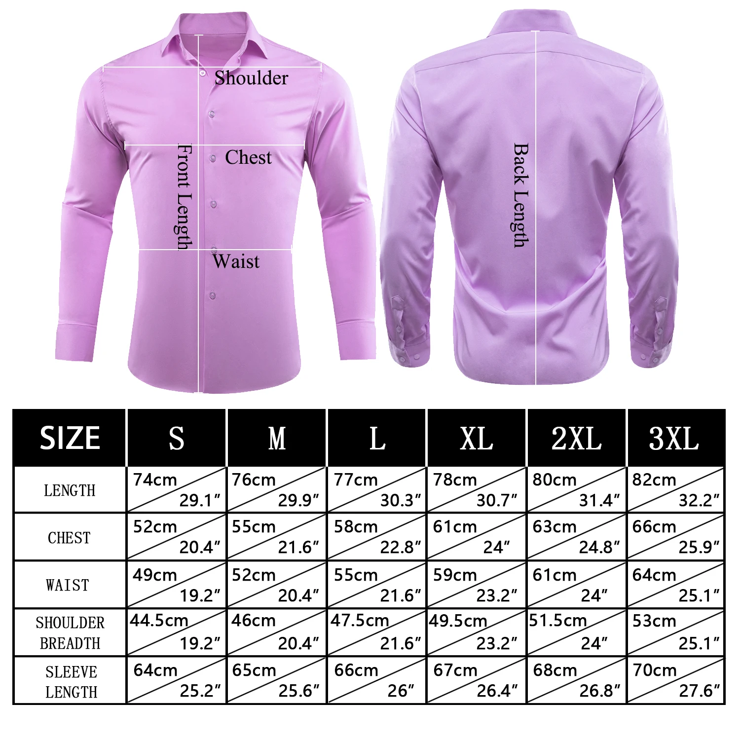 Barry.Wang Silk Mens Shirts with Collar Pin Jacquard Solid Long Sleeve Formal Smooth Plain Male Blouses Stylish Wedding Business