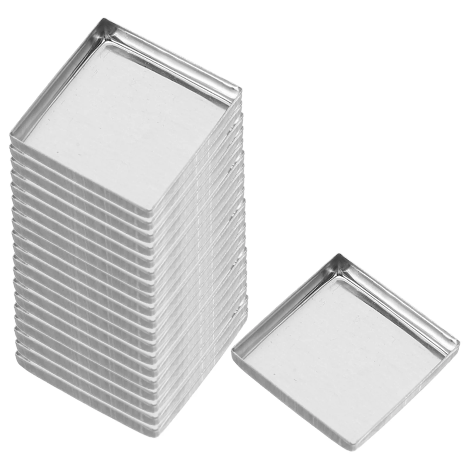 

20Pcs Blush Empty Square Metal Pans 26x26x5mm DIY Refill Pans Makeup Palette Organizer Magnetic Square Iron