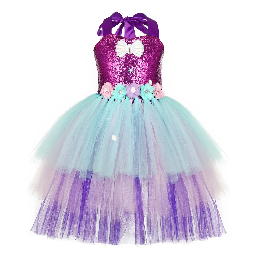Little Mermaid Princess Dress for Children Birthday Carnival Halloween Party Fancy Girls Clothes Mermaid Frozen Cosplay Costume