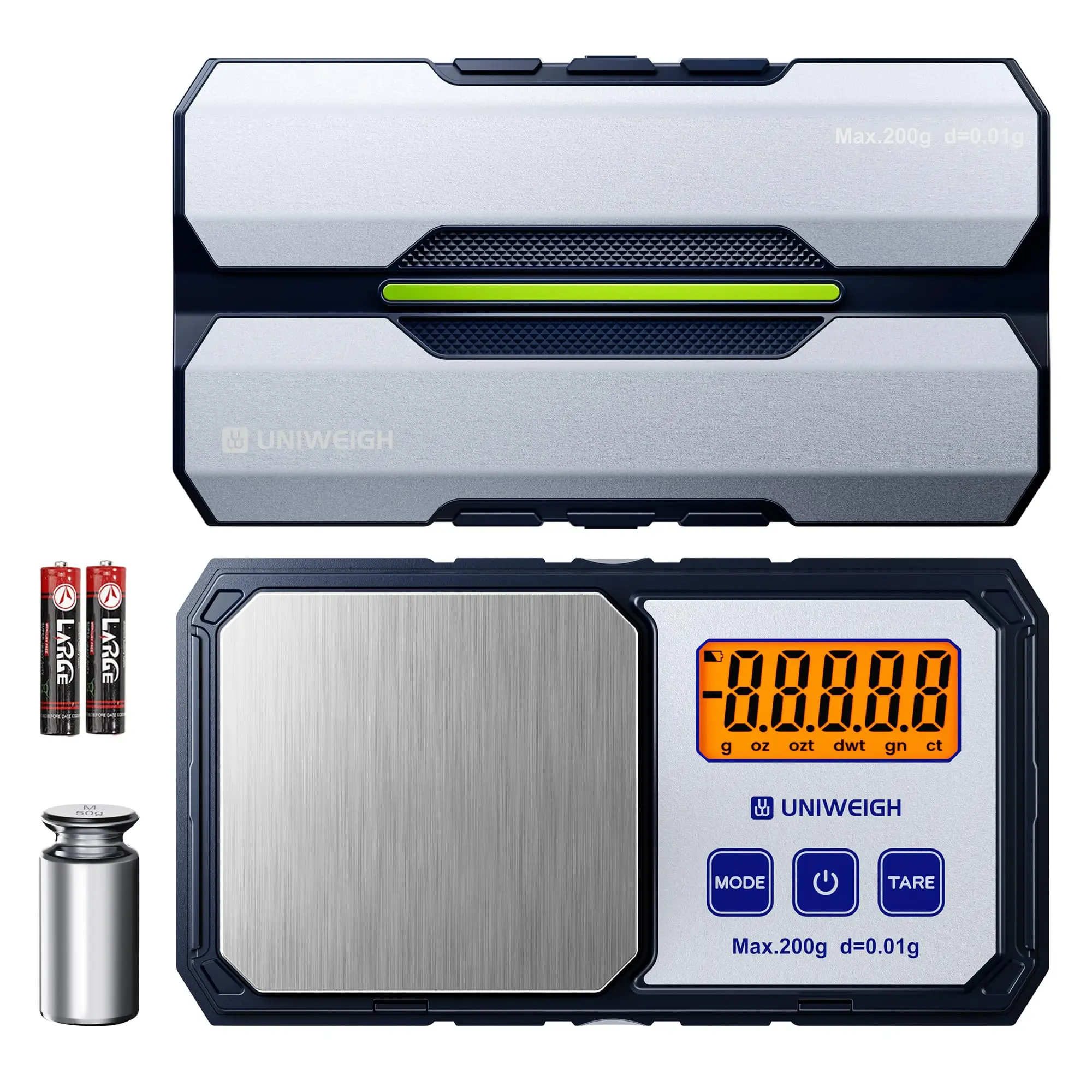 مقياس جرام الجيب الرقمي 200 جرام/0.01 جرام مع 6 وحدات، مقياس المجوهرات، مقياس العملات المعدنية مع شاشة LCD بأوزان 50 جرام، وظيفة الفارغة