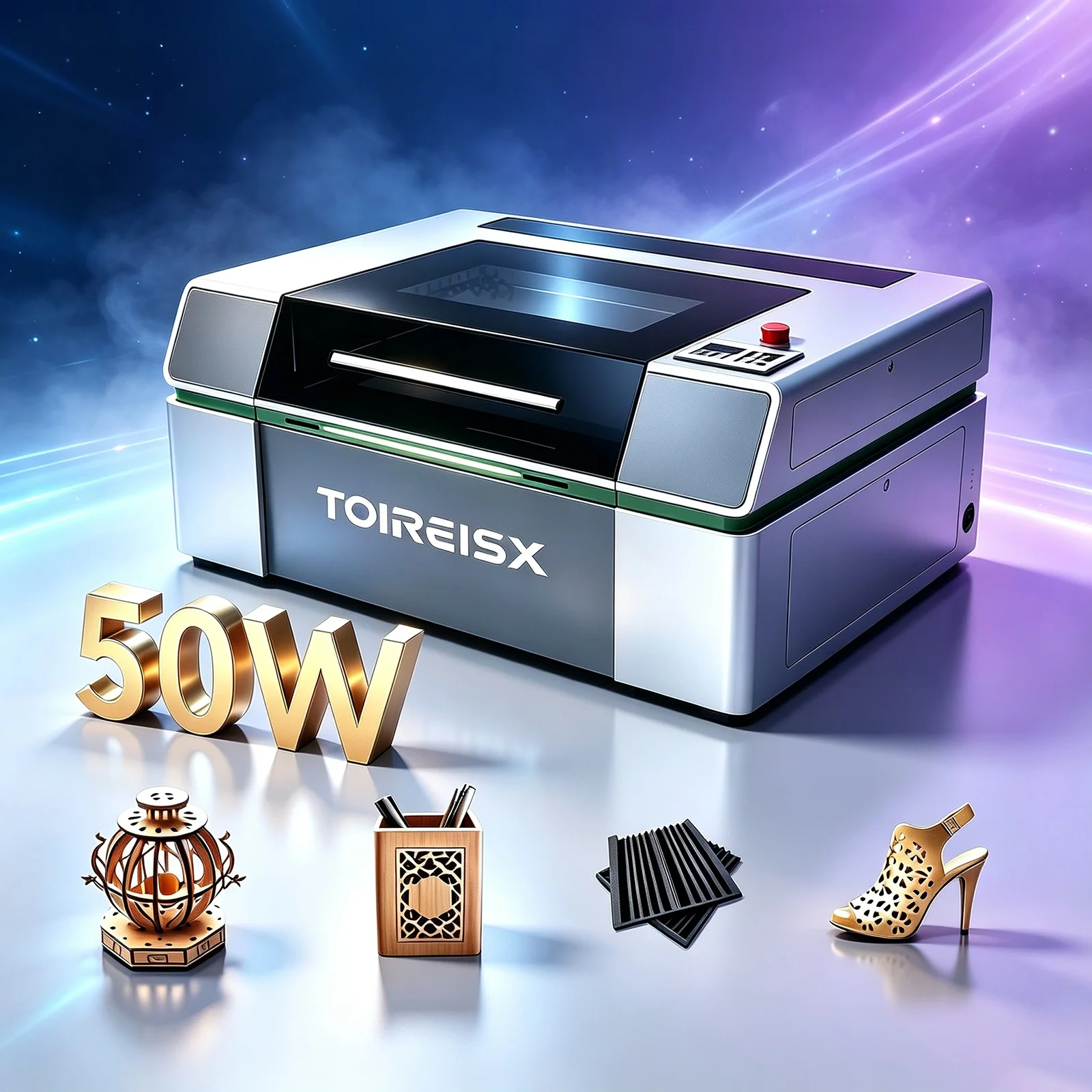 TOIREISX CO2 Laser Engraver 50W CO2 Laser Engraving Machine 60*40cm Cut Tools for Wood Leather Woodworking  700mm/s 0.01mm High Accurancy 6040 Tabletop CO2 Laser Cutting