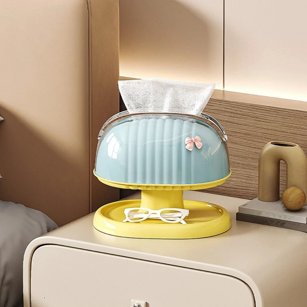

Multifunctional Dust-Proof Dopamine Tissue Box Double Layer with Shelf Napkin Holder Sealed Plastic Paper Towel Case Bedroom