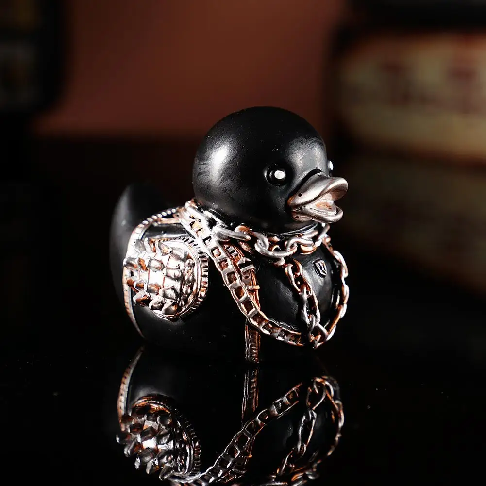 Gothic Satan Duck Statue Goth Punk Duck Sculpture Rock Duck Figurine Decor Collectible Figurines Satanic Duck Tabletop Ornaments view 3
