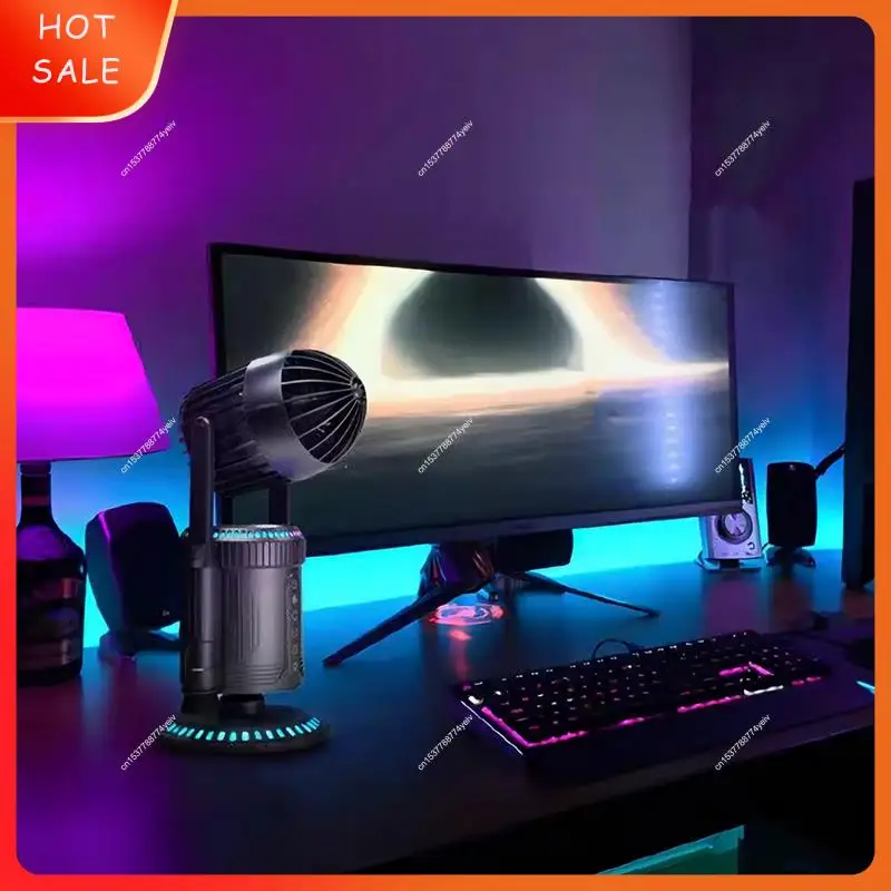 Ventilador de foguete espacial com sistema de pulverização recarregável 3 níveis brisa ajustável rgb silencioso desktop cooler ventilador ornamento brinquedo a62x