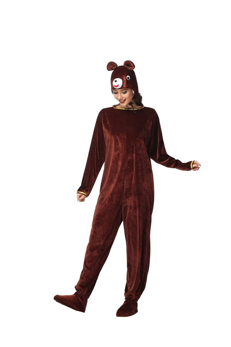 Adult Animal Cosplay Brown Bear Costume Halloween Stage Performance Jumpsuits Suit