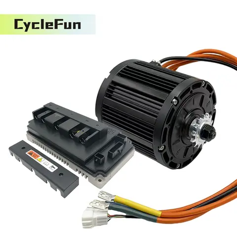QS138 3000W 72V 3800RPM PMSM Mid Drive Motor with Sprocket Belt Hall Type and Votol EM150 Controller For Electric Motorcycle