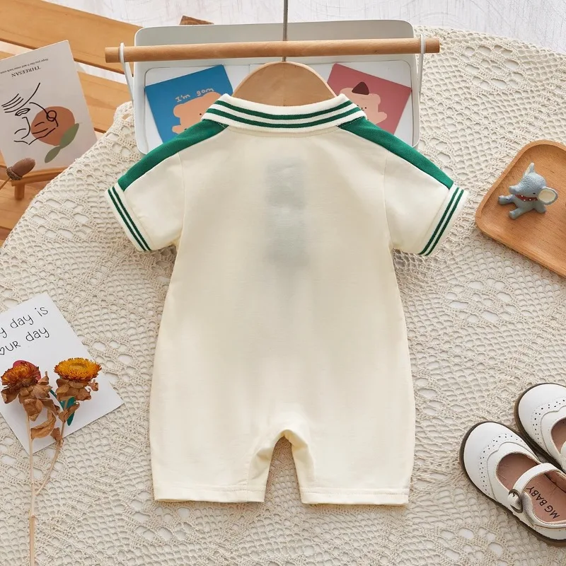 Baby Summer Short-sleeved Onesie Cartoon Baby Thin Clothes Summer Cute Bear Air-conditioning Clothes Cotton Romper