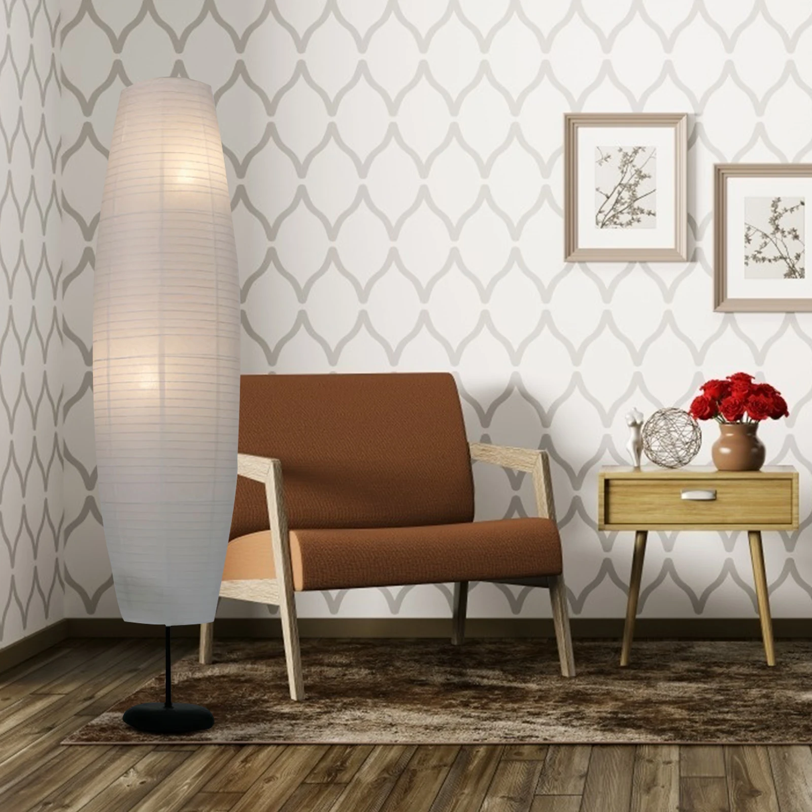 

1pc LED Paper Vertical Lampshade Floor Cover Living Room Study Bedroom Kids Room Warm Tone Lighting Accessory Modern Decorative
