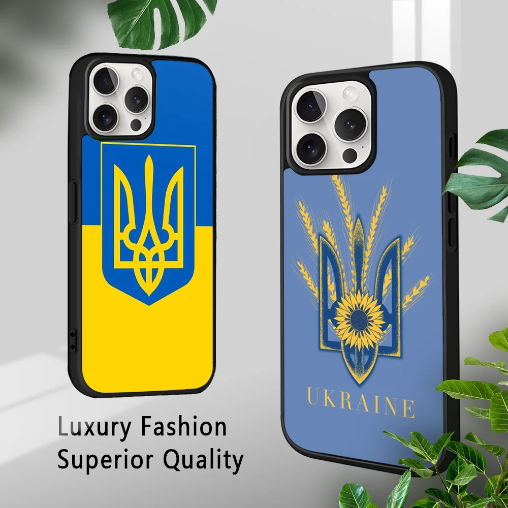 U-Ukraine Flag Phone Case For iPhone 15 14 13 12 11 Pro Xs Max Mini XR X 7 8 Plus luxury Mirror Hard Funda