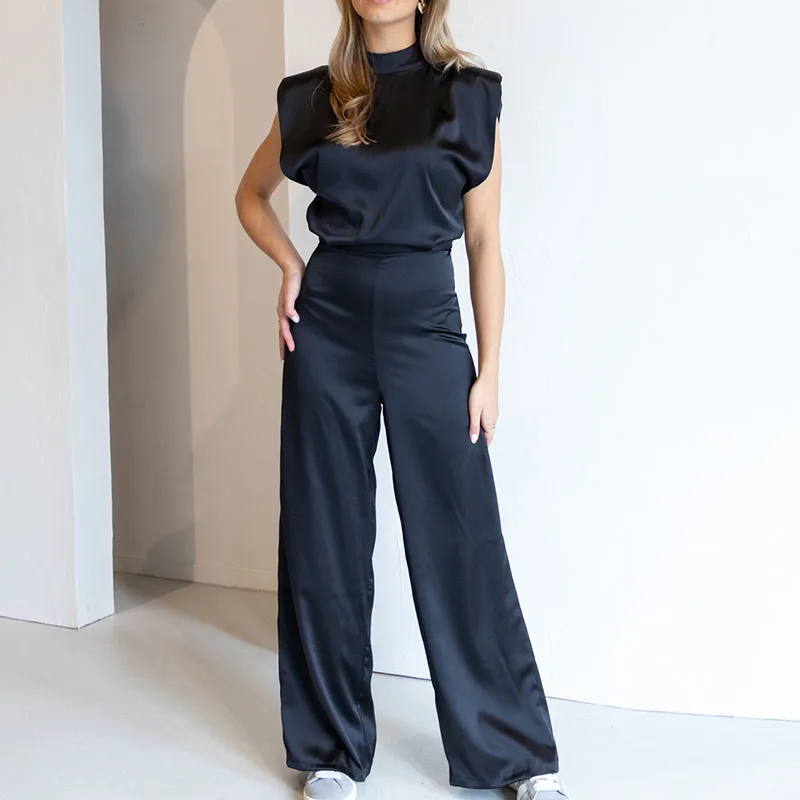 

Летние новые однотонные облегающие комбинезоны-плейсюты: элегантные женские ромперы с круглым вырезом и высокой талией, модные атласные комбинезоны без рукавов для повседневной носки