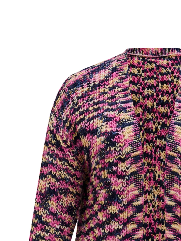 ONELINK Pink Purple Multicolors Rainbow Plus Size Autumn Winter Women Open Cardigan Sweater Oversize Knitting Woolen Clothing