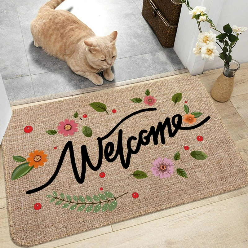 1pc Blumen & Brief Grafik Anti-Rutsch-Fußmatten Eingang schnell saugfähige Eingang Teppich Boden