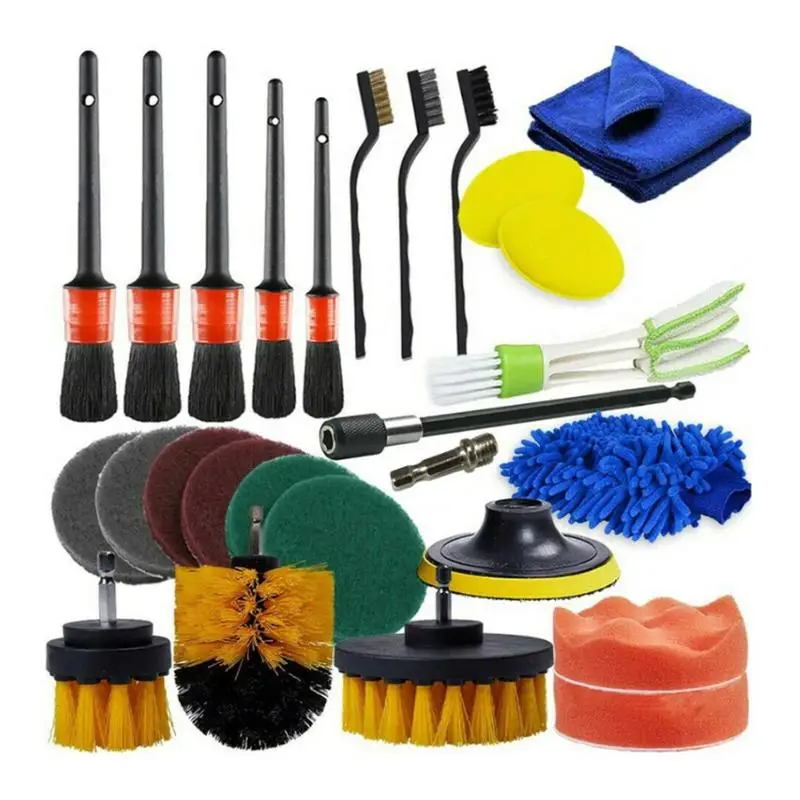 

26PCS Car Detailing Brush Set Car Cleaning Kit For Wheels Engine Dirt Dust Clean Brushes For Air Vents Tire Wheel Rim Clean