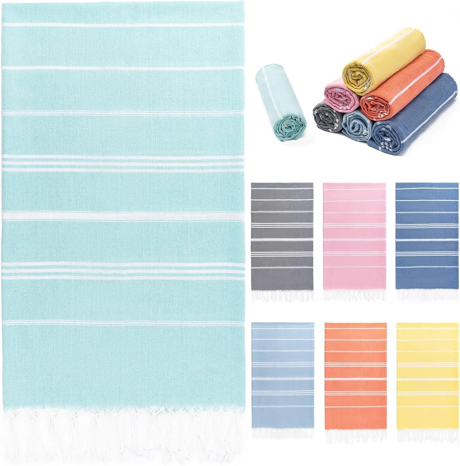 Turkish Beach Towel, 36'x71' Quick Dry Sand Free Oversized Bath Pool Swim Towel, Lightweight Travel Turkish Towels Vacation Esse