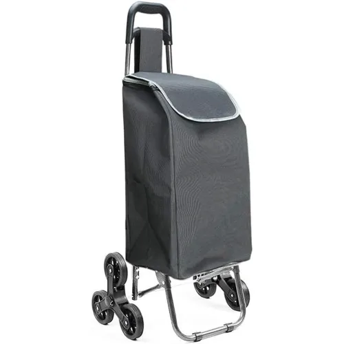 Folding shopping cart with 6 stair climbing wheels market trolley 42L gray COSHANO waterproof bag