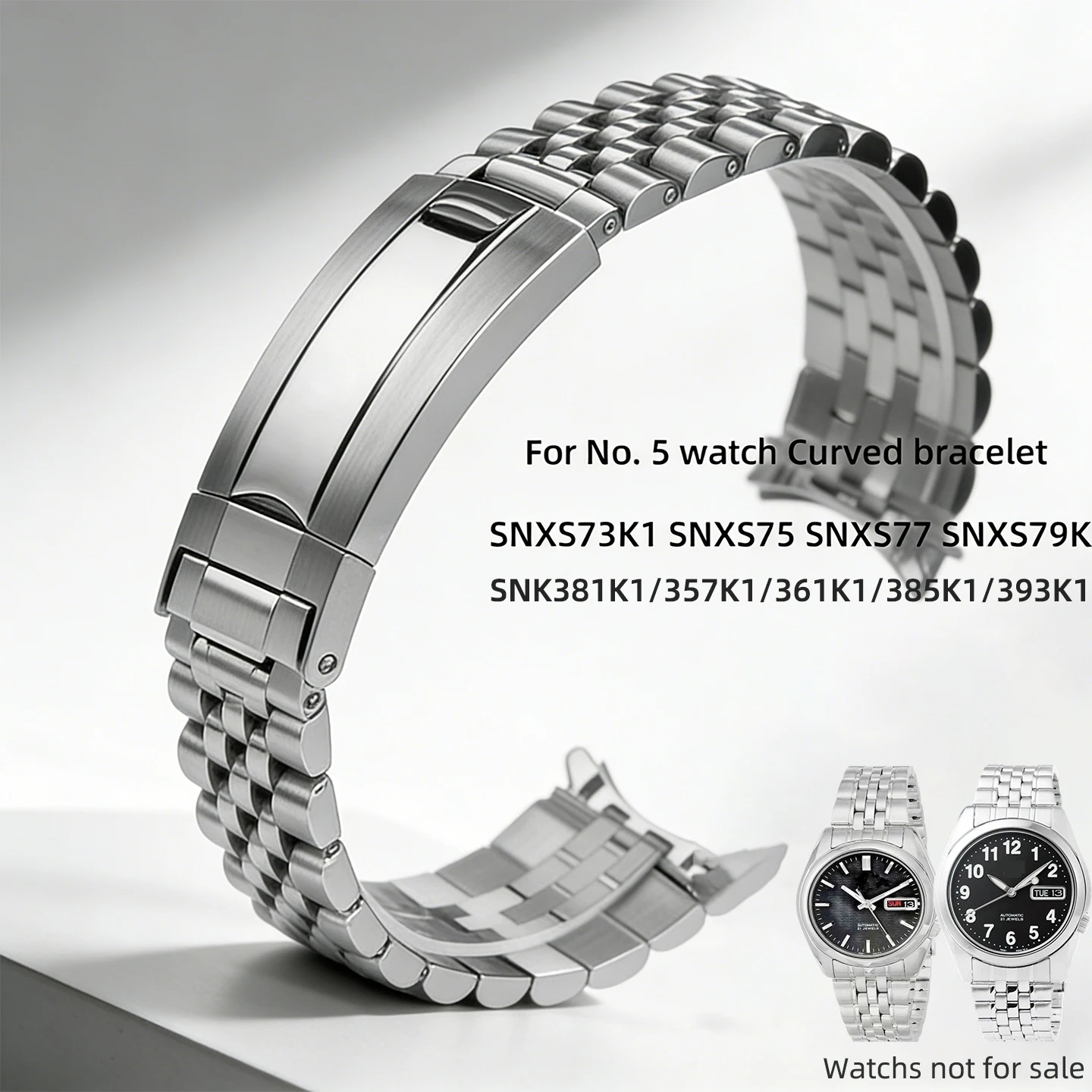 

‌ Изогнутый браслет из нержавеющей стали 18 мм для часов Seiko SNK381K1/391K1/357K1/361K1/385K1/393K1, замена металлического ремешка