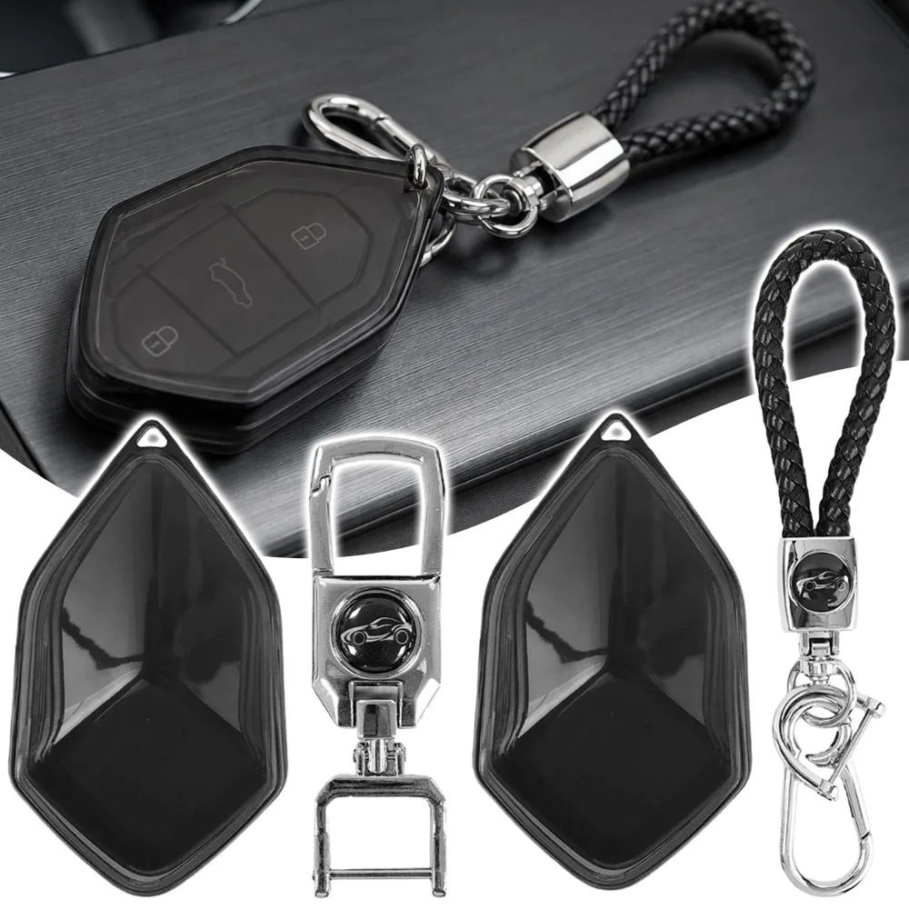 Car Key Case Cover for Changan Deepal S7 S05 S07 G318 SL03 Shockproof TPU Shell Gradient Black Anti Scratch Protective Holder