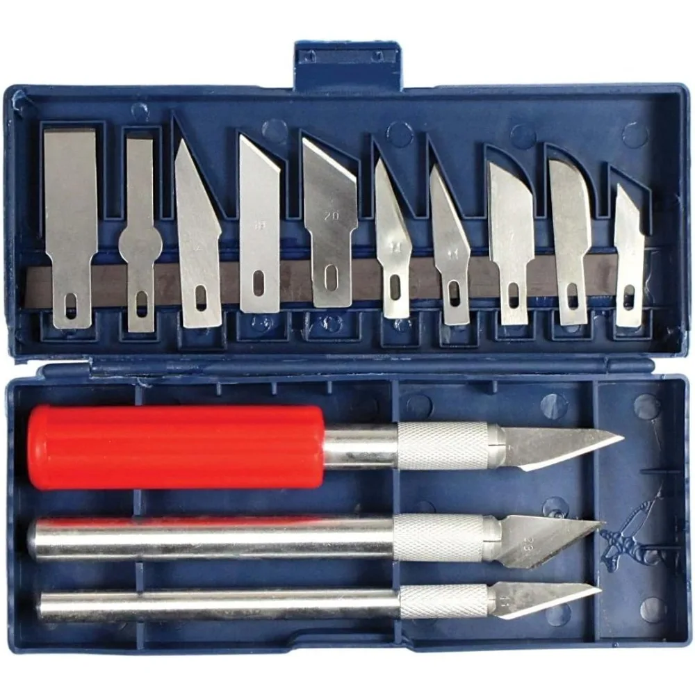 Juego de 13 Cuchillos de Precisión Exacto con Cuchillas – Cuchillos para Manualidades y Aficiones, para Tallar Calabazas, Modelismo y Proyectos de Bricolaje