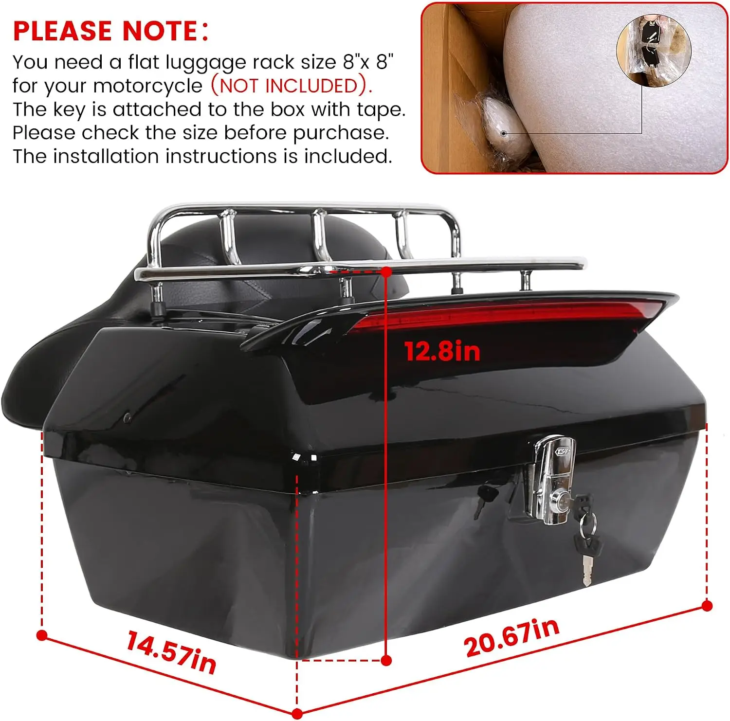 Motorcycle Luggage Trunk Tail Box Compatible with Cruiser