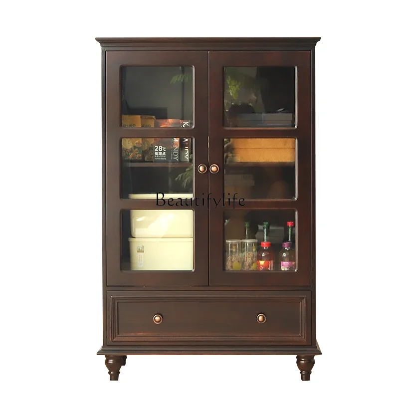 

LXAll solid wood wine cabinet American walnut living room wall lockerSSS