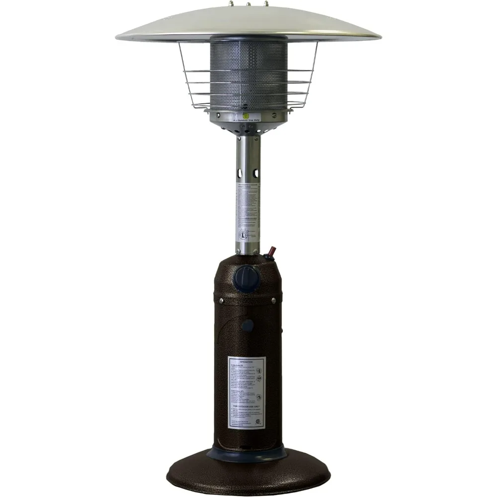 Hiland HLD032-CG Portable Table Top Patio Heater, 11,000 BTU, Use 1lb or 20Lb Propane Tank, Bronze/Gold Hammered Finish