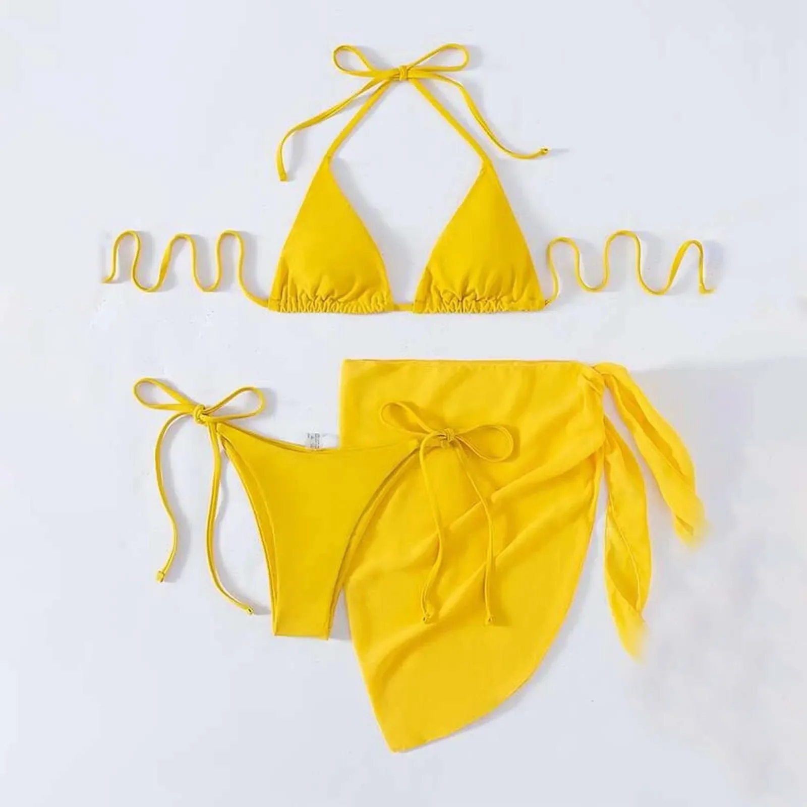 Costumi da bagno push up con stampa bianca Costumi da bagno push up da donna Set 3 pezzi 2024 Mujer Costumi da bagno Gonne a rete Costume da bagno Kontted Beachwear