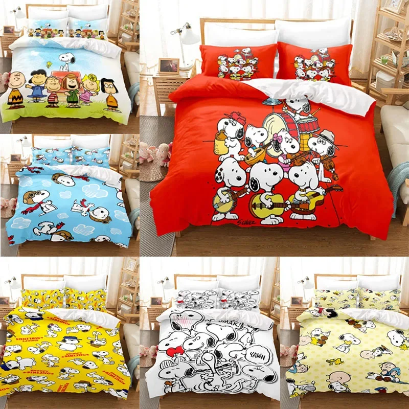 

Cartoon Snoopyed Hot Sales Duvet Cover Merry Christmas Bedding Set Queen King Full Size for Holiday Bedroom Teens Women Gifts