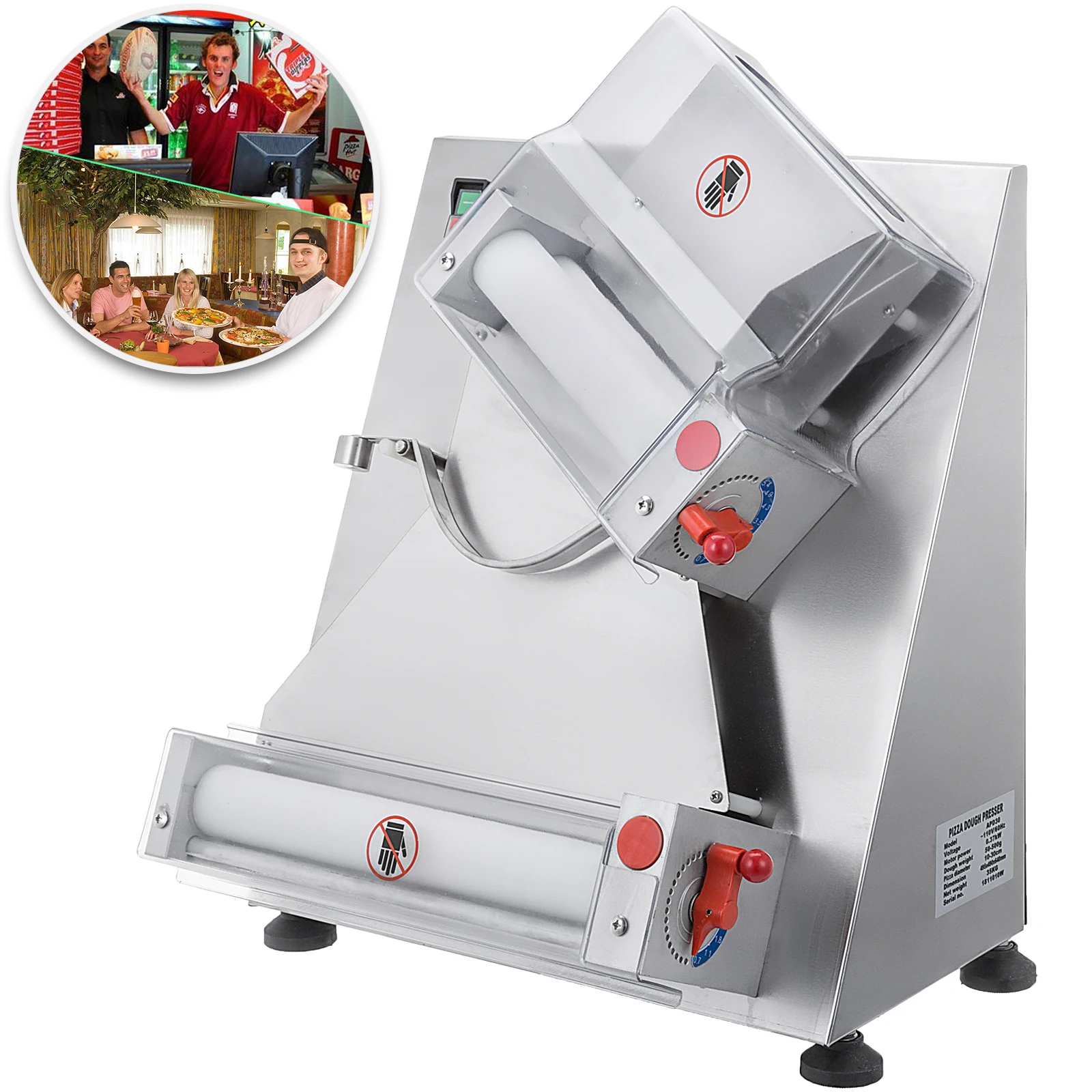 VEVOR 12/15.7 Inch Electric Pizza Dough Roller Sheeter Machine Automatically Suitable for Noodle Pizza Equipment Commercial Home