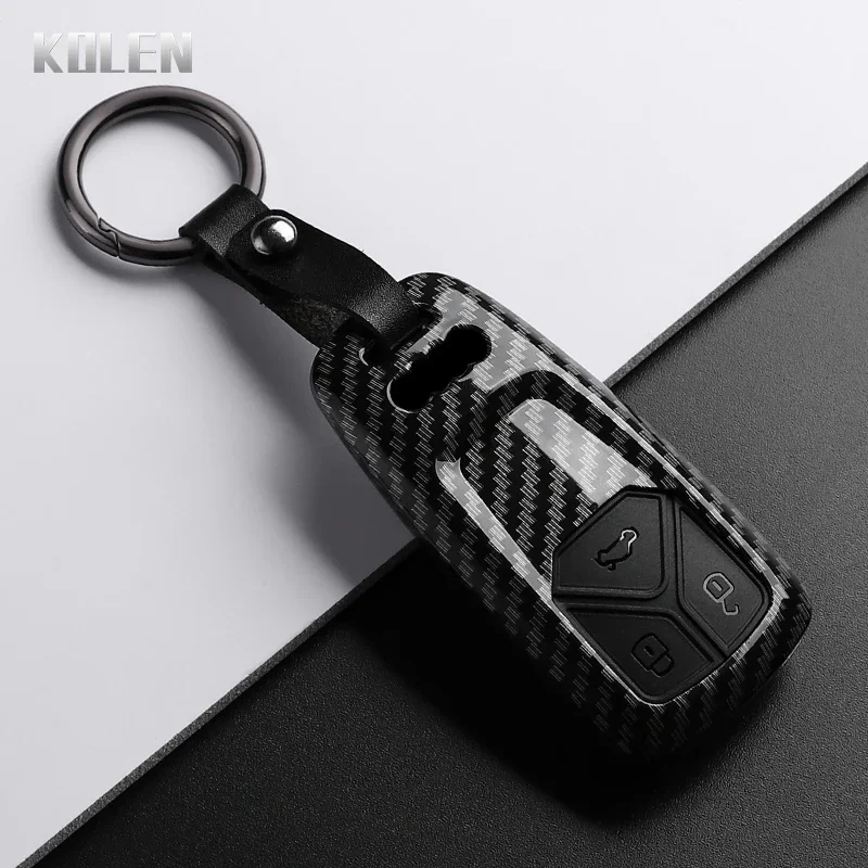 ABS Carbon Faser Auto Schlüssel Fall Abdeckung Für Audi A4 B9 A5 A6 8S 8W Q5 Q7 4M S4 S5 S7 TT TTS TFSI RS Schutz Shell Fob Zubehör