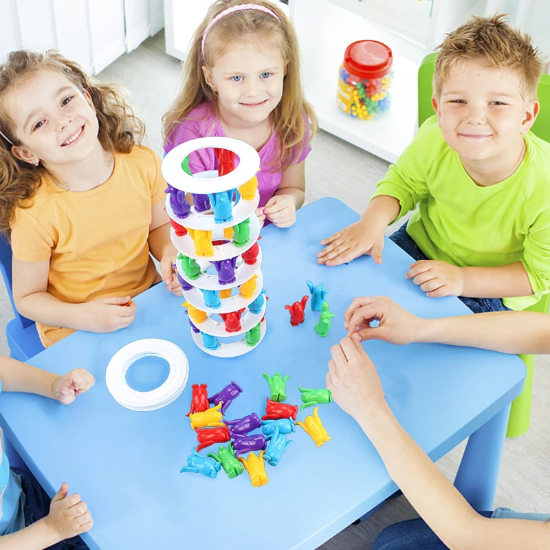 Pinguin-Turm-Spiel Kinderspielzeug Zusammenklappbares Balancier-Party-Familien-Brettspiel Lustiges Pinguin-Krach-Turm-Spielzeug Kindergeburtstagsgeschenk