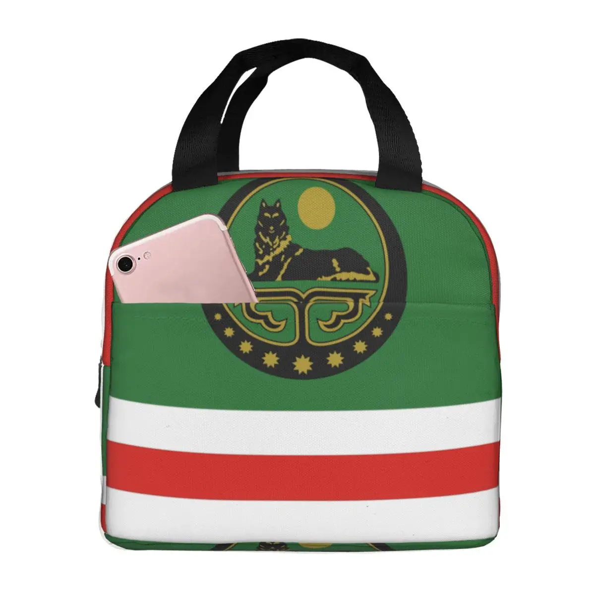 State Flag Of Chechen Republic Of Ichkeria Insulated Lunch Bags Women Resuable Thermal Cooler Bento Box Outdoor Camping Travel