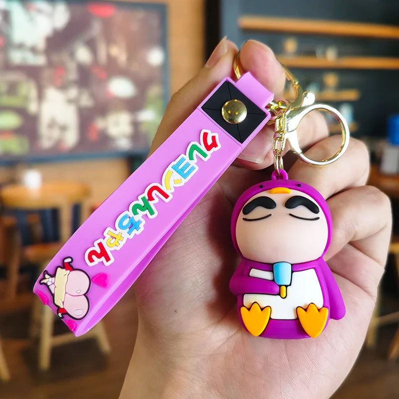 LLavero de dibujos animados Crayon Shin-chan, mochila de Anime, decoración de bolso, llavero colgante de silicona, llavero de coche de moda, modelo de juguete, regalo para niños