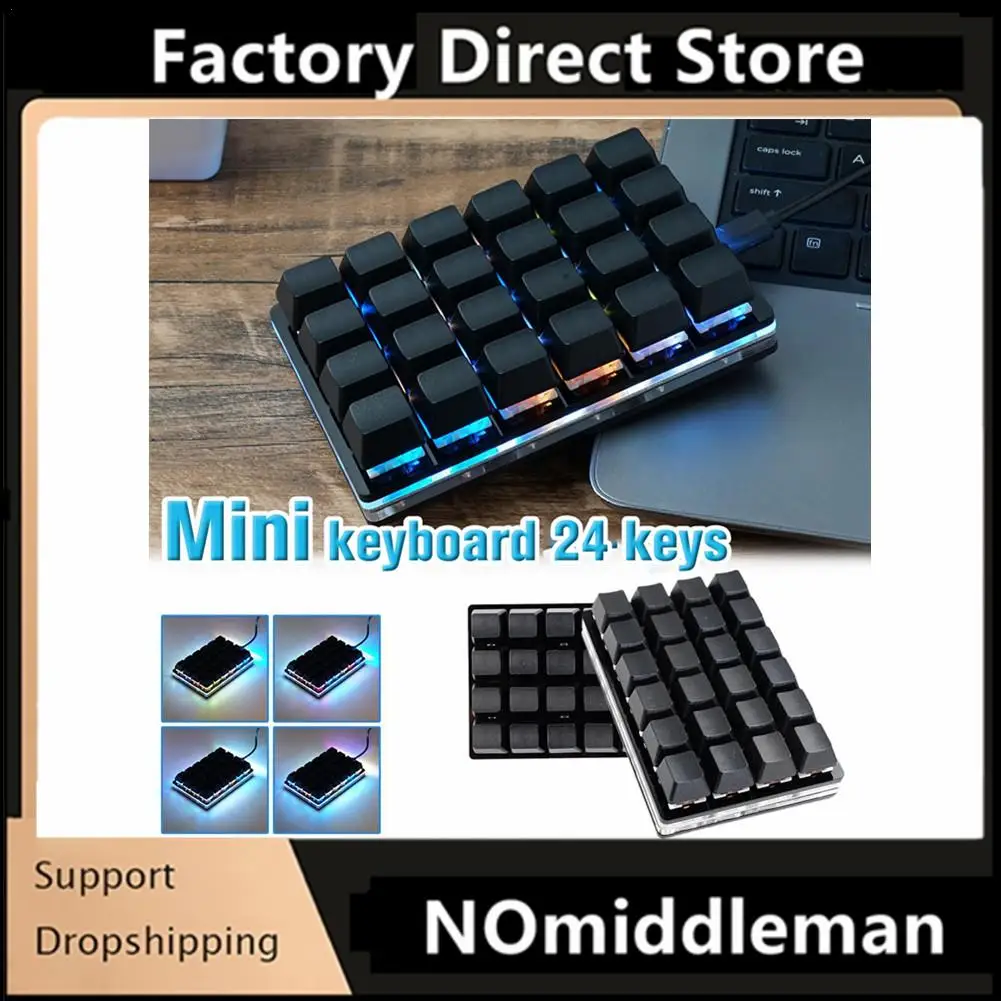 

Mini USB Custom Mechanical Keyboard 24 Keys Black/White Gaming Keyboard Sayo Device Shortcut Programmable Keypad Keys Macro