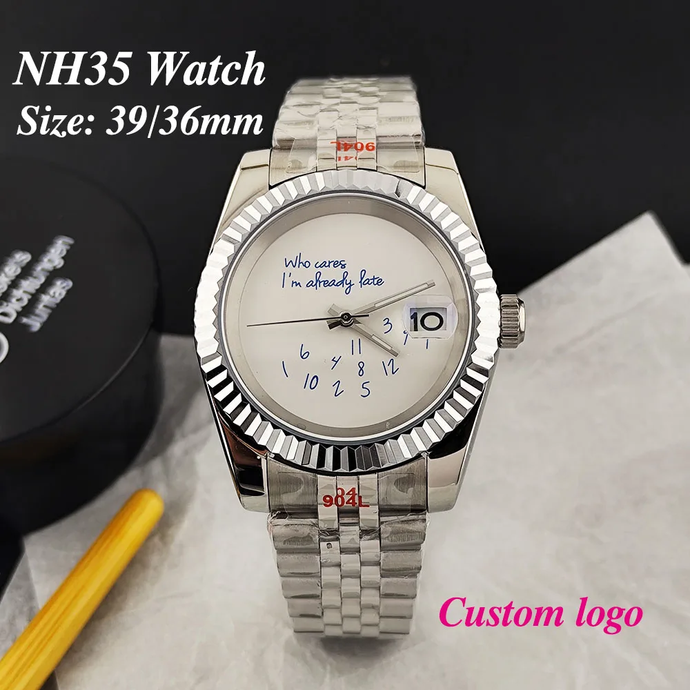 

2026 NEW Watch 39mm 36mm NH35/36 Watch Suitable For NH36/35 Movement "Who Cares, I'm Already Late" Watch Accessories