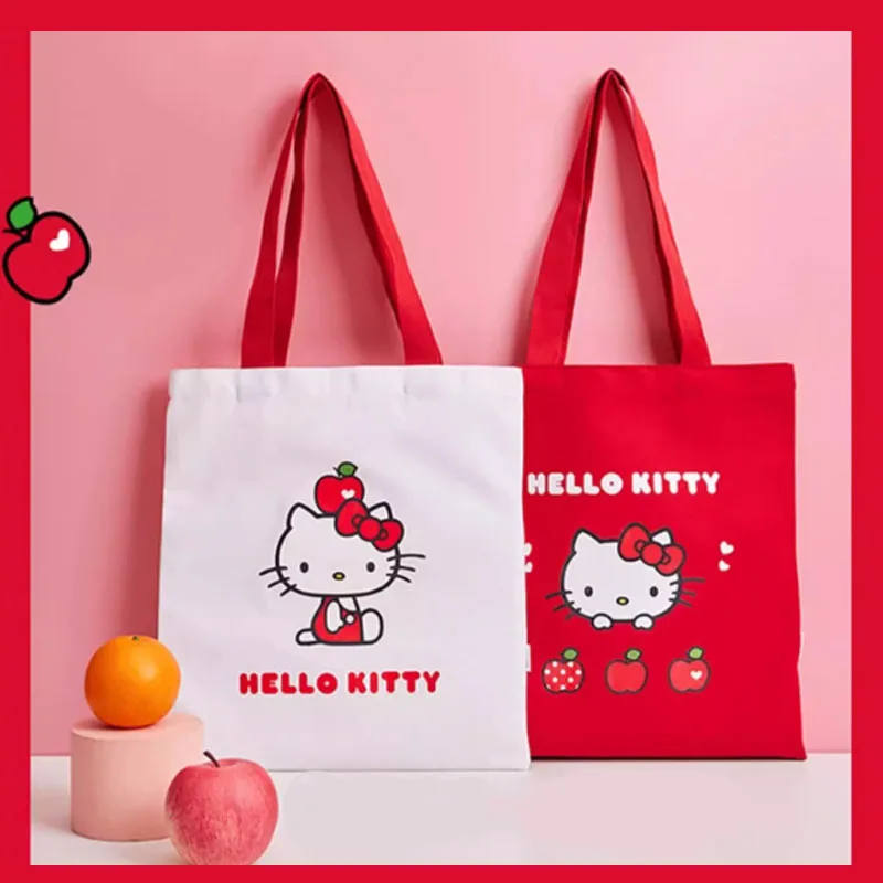 

Милый мультяшный Hellokitty серия Apple сезон Красная белая Холщовая Сумка через плечо большой емкости телефон для девочки