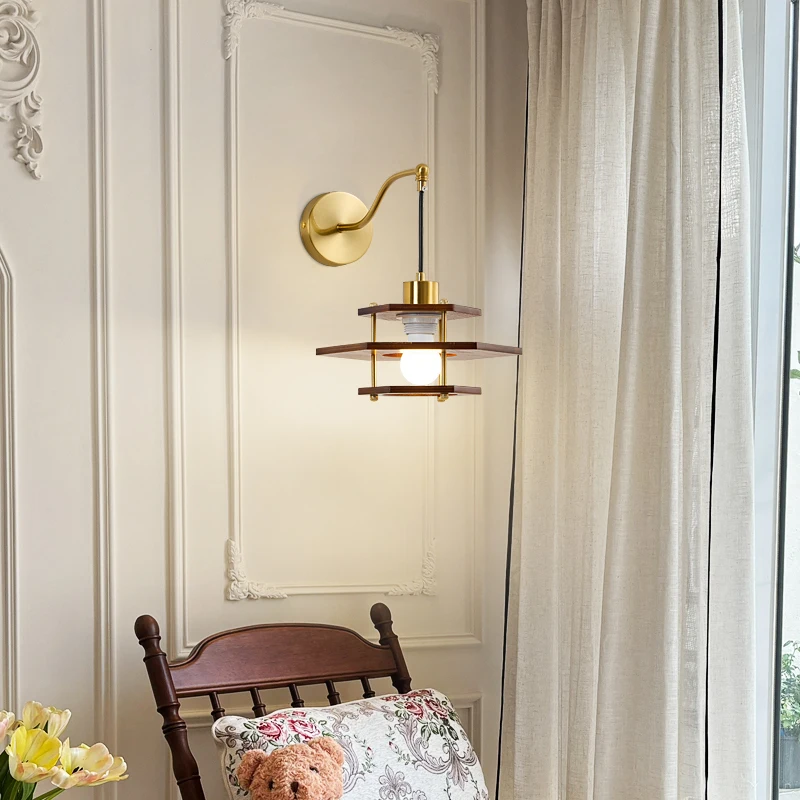 Stained Window Background Wall Lamp Walnut Simple LED Hardwares Living Room Luminous Indoor Lighting Simple Bedroom Stair Light