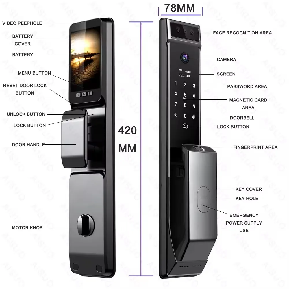 Fechadura digital inteligente com alça pivô Nfc, Turquia Room Ttlock Panel, estilo moderno