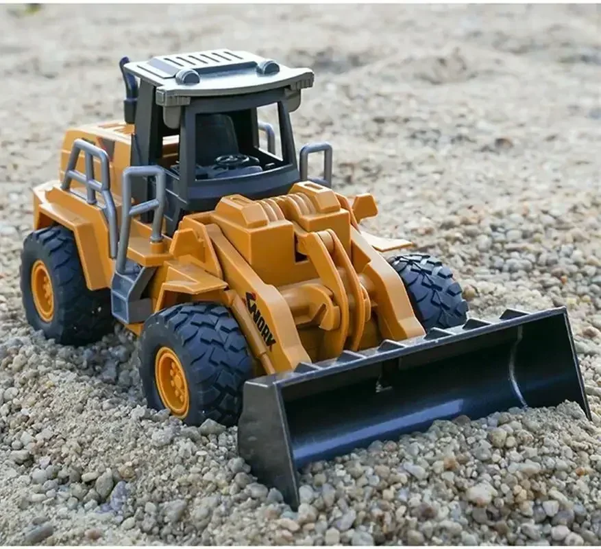 Bulldozer de controle remoto sem fio infantil, Carregador elétrico de liga, Simulação Empilhadeira, Engenharia Veículo, Brinquedo Menino Resistente a Quedas