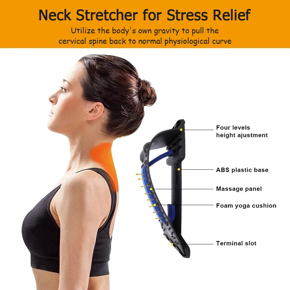 4 Level Neck Stretches Massage Apparatus Neck Shoulder Stretcher Cervical Spine Support Relaxer  Muscle Massage Assistance Tool