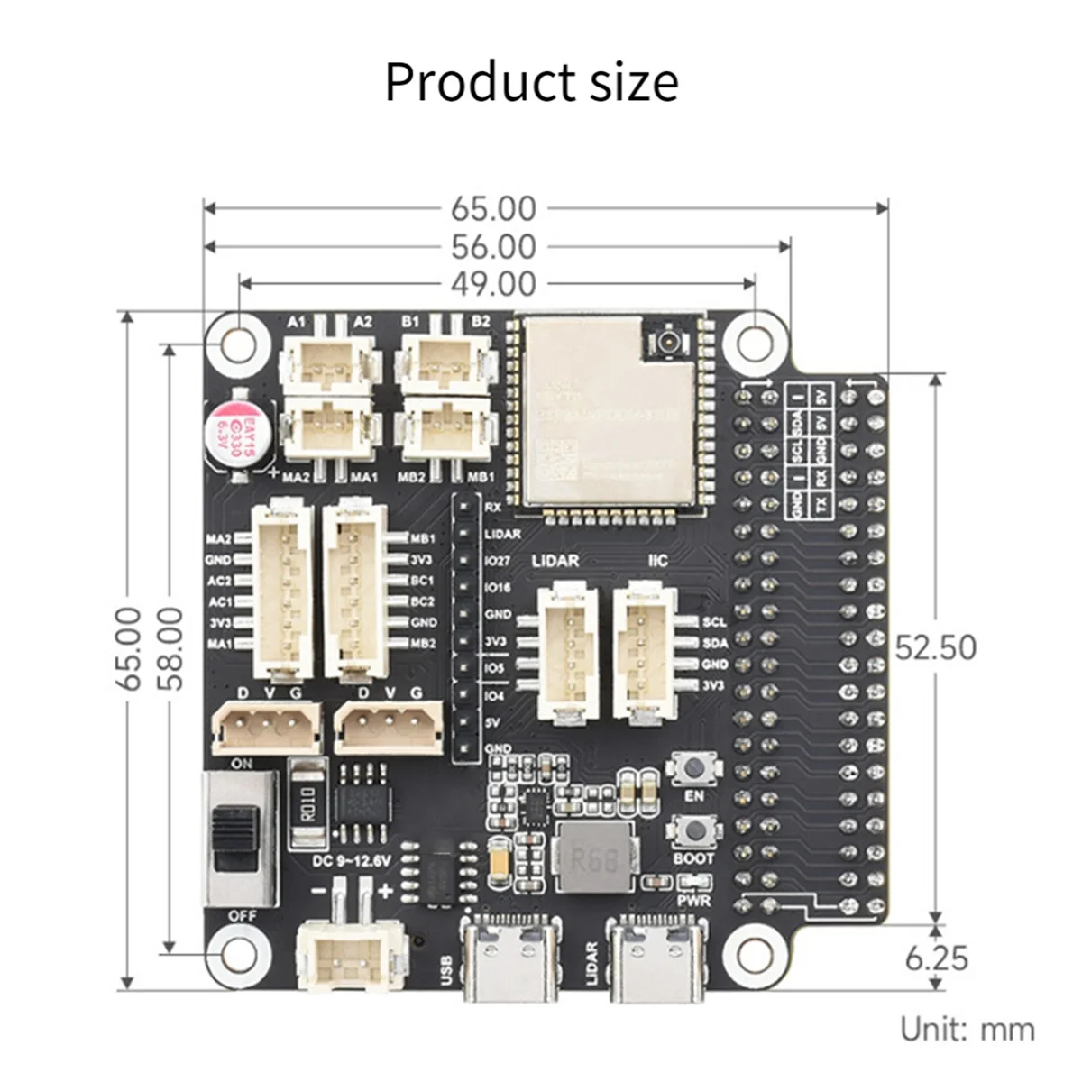 

Offering More Possibilities General Driver Board for Robots,Based on ESP32-WROOM-32,Supports WIFI,Bluetooth & ESP-NOW